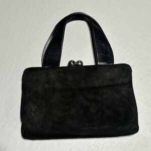 Vintage Black Suede Silver/Gold Black Suede Handbag